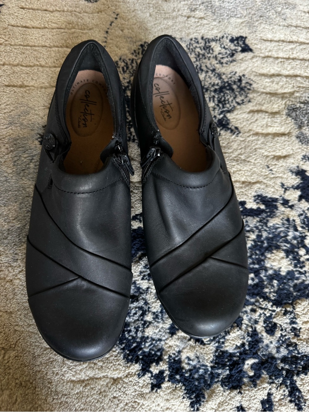 Clarks Black Women's Slip-On Crossover Loafers